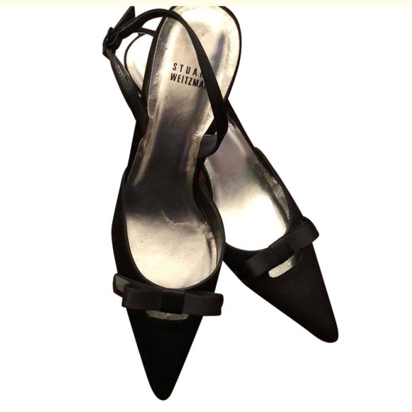 Stuart Weitzman Shoes - 🚫Black Satin SlingBack Heels